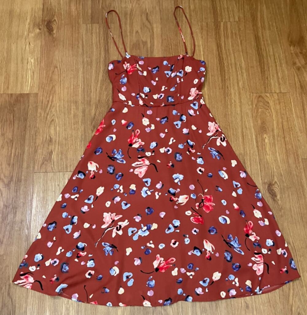 Anthropologie Hutch Brown Floral Sleeveless Midi Dress Women’s 0